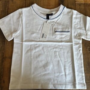 Janie and Jack White Tee with Blue Accents Heavy Weight Tee Shirt